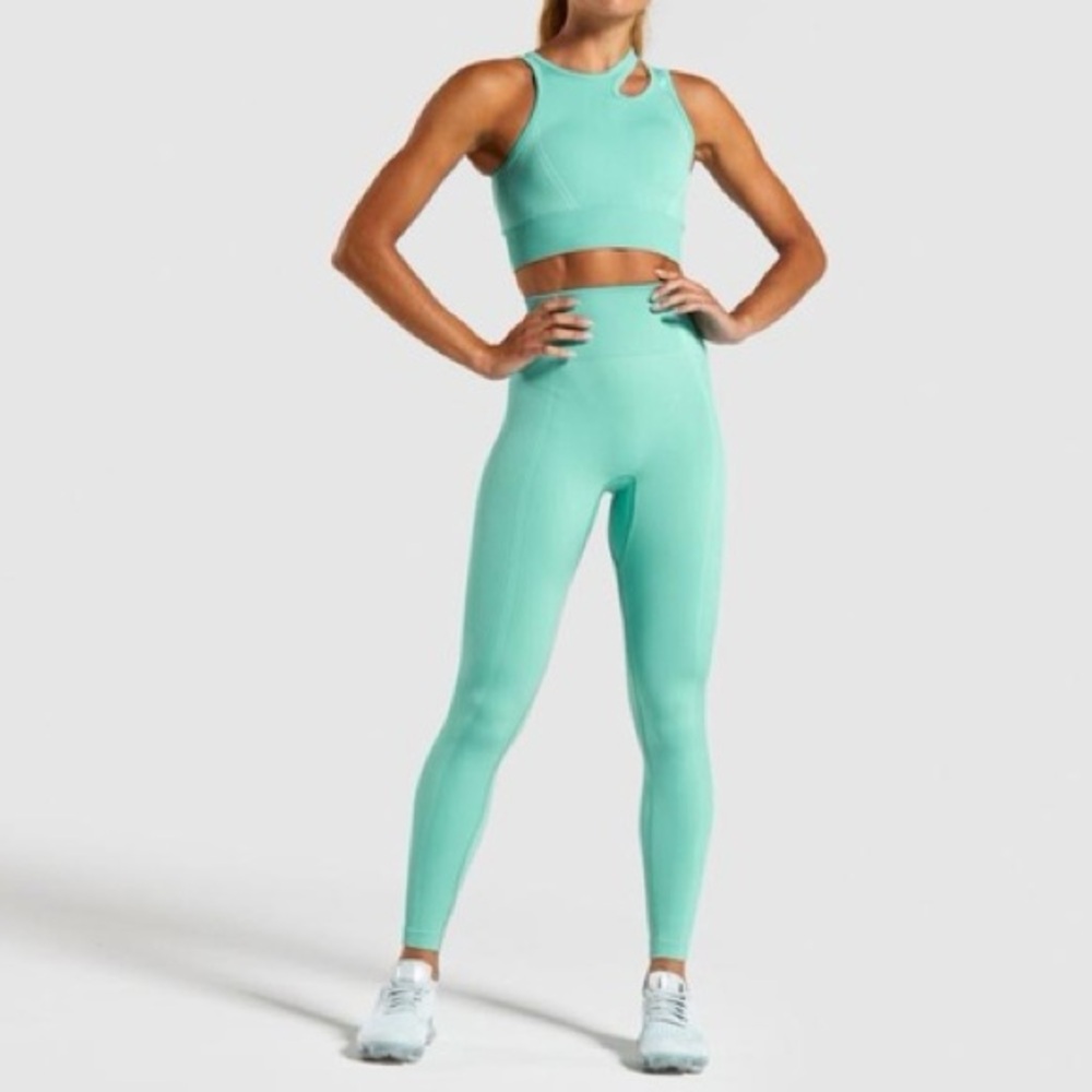 Gymshark Mint Green Workout Set with Leggings & Sports Bra